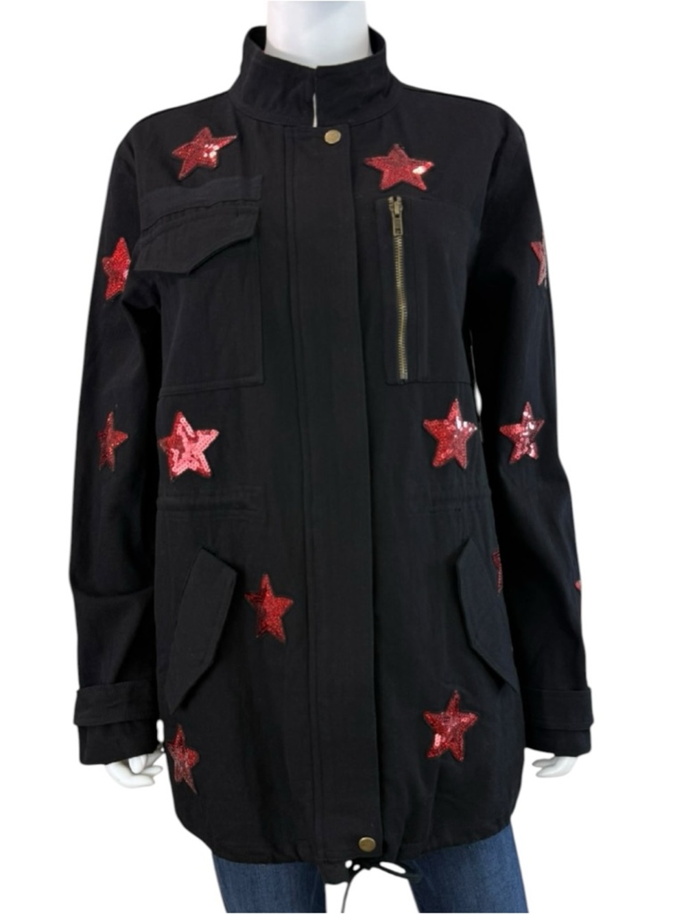 Buddy Love Black Denim Alyssa Cargo Jacket Size L B0763